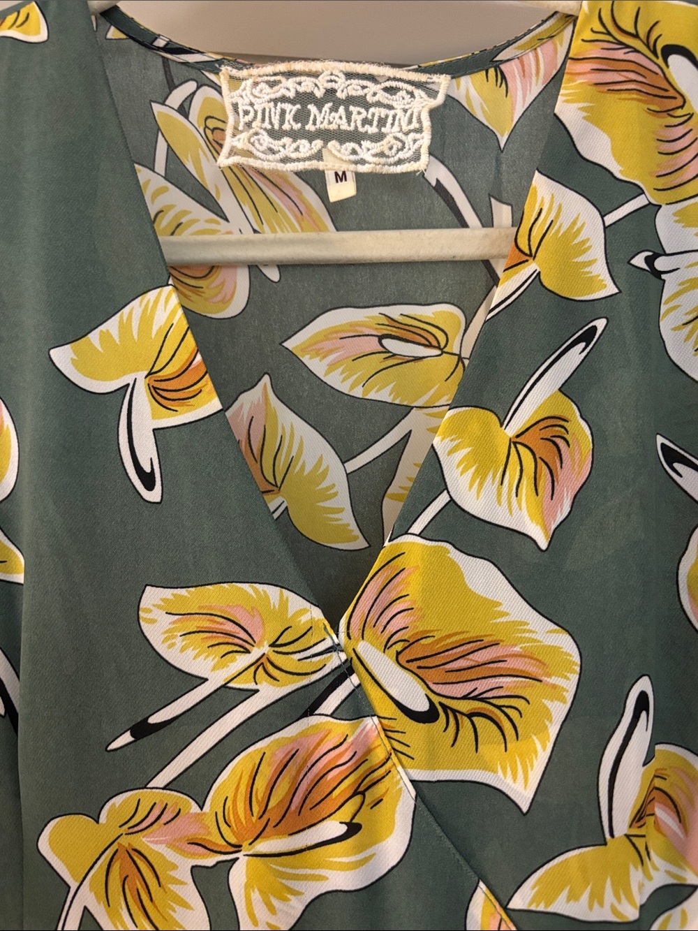 ModCloth Green Midi Dress with Yellow Floral Print - Picture 2 of 3